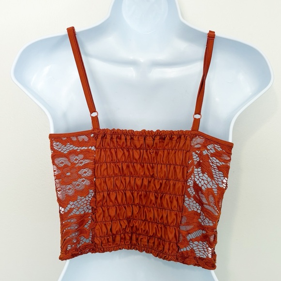 URBAN OUTFITTERS Rust Lace Camisole Bralette Small Boho Y2K - Picture 3 of 7